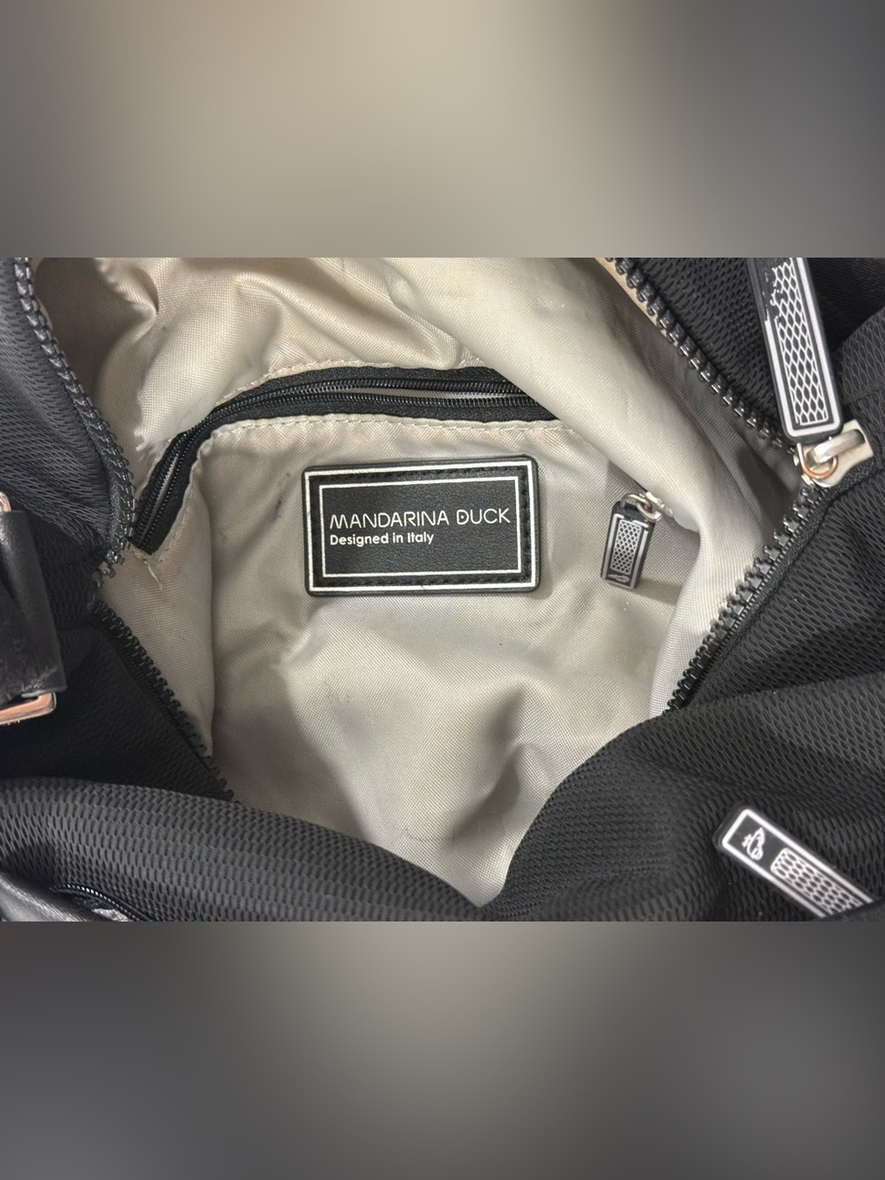 Mandarina Duck Black Nylon Crossbody Tote Travel Bag Adventure - Picture 9 of 16